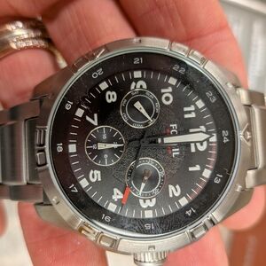 Fossil Black and Silver Chronograph Watch